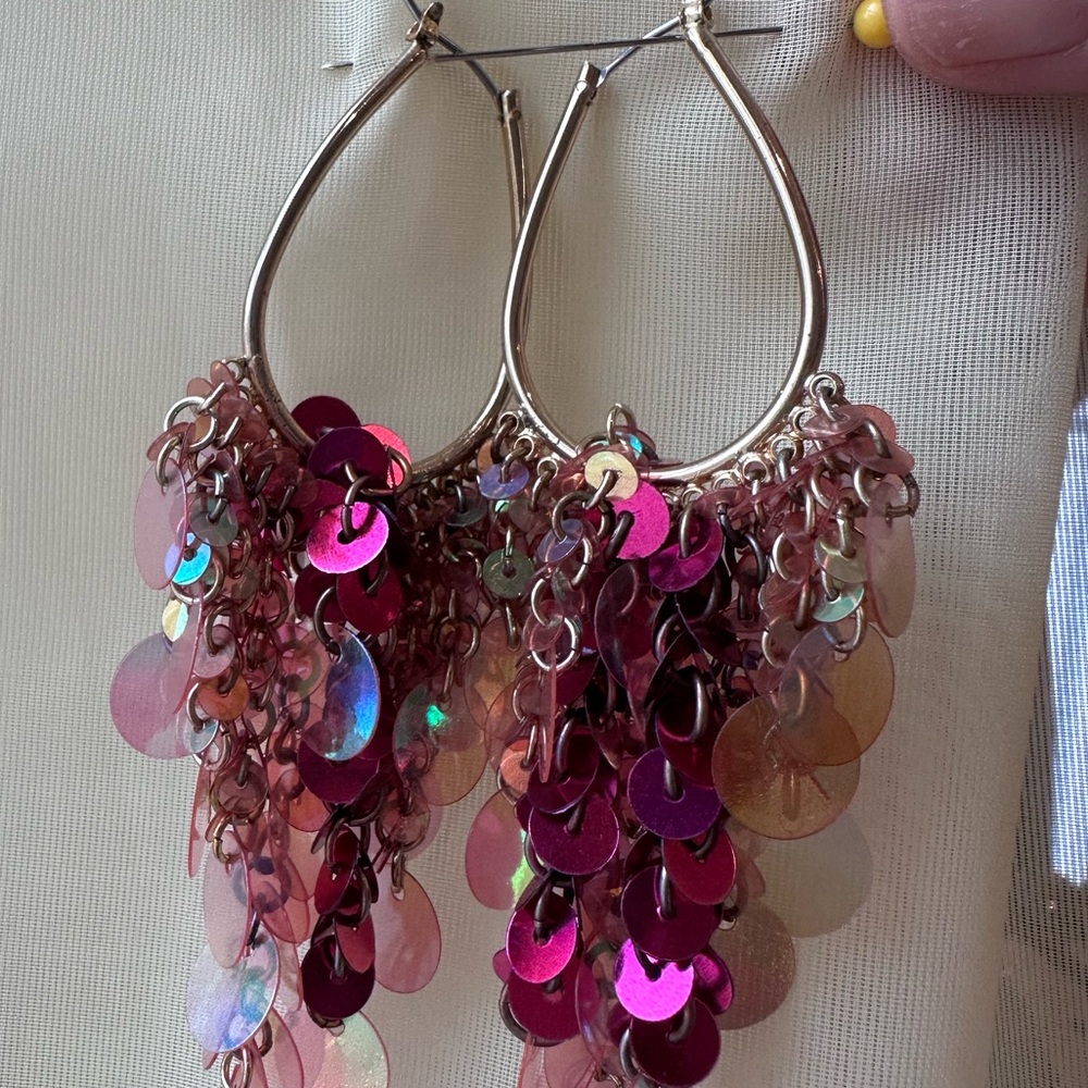 Pink statement Hoop Earrings